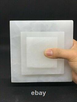 Station de charge en sélénite polie, plaque plate en cristal carré, tailles 3, 4 et 6
