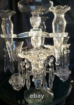 Superbe Vintage Cambridge Glass Crystal Candelabra 14 14 Pièces Magnifiques