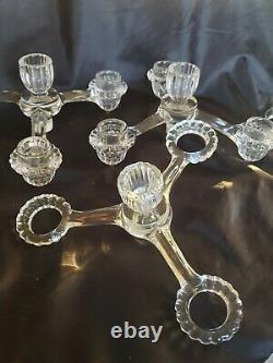 Superbe Vintage Cambridge Glass Crystal Candelabra 14 14 Pièces Magnifiques