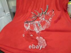 Swarovski Cristal Stag/deer Avec Rhodium Antlers Retraité Pièce Rare