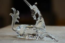Swarovski Crystal 1996 Édition Annuelle Licorne Retaired Piece Box / Papers / Stand