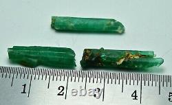 Three Pieces Natural Green Color Emerald Crystal Lot 10.65 Carat