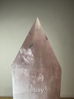 Tour de pointe en quartz rose géant XXL XXL de 9,46 kg et 62 cm