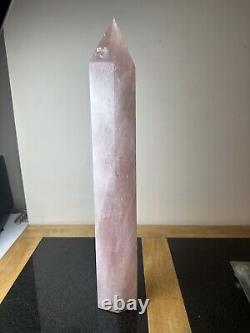 Tour de pointe en quartz rose géant XXL XXL de 9,46 kg et 62 cm