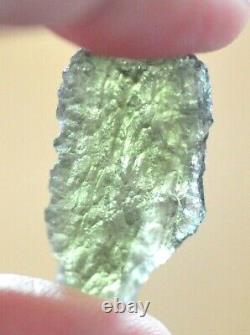 Très Rare Genuine Piece De Moldavite Naturel 3,41 Gm 2,9 X 1,9 CM Tektite #12