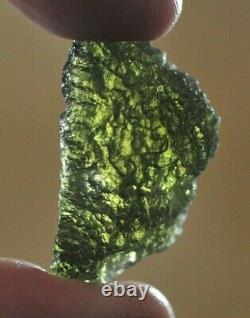 Très Rare Genuine Piece De Moldavite Naturel 4,63 Gm 3,1 X 1,8 CM Tektite #e