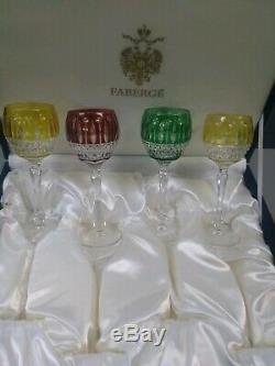 Verres À Vin En Cristal Impérial Faberge Xenia Gravés Nib, 4 Pièces