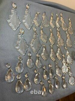 Vintage Huge Lot Lustre Cristal Drop Pendentif Pendentifs 46 Pieces