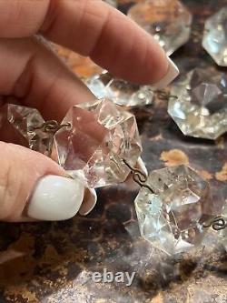 Vintage Lead Cristal Facetté Octagonal Prism Glass Chandelier Pièces/strands