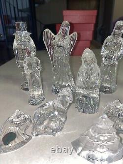Waterford Crystal Nativité Sertie Avec D'autres Pièces De Noël (1995 Et 1996) 14 Pc