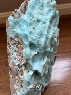 XL 8,75 brut naturel bleu Aragonite Crystal Mineral pièce maîtresse Pakistan