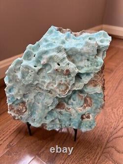 XL 8,75 brut naturel bleu Aragonite Crystal Mineral pièce maîtresse Pakistan